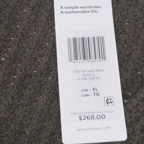 Eileen Fisher Organic Cotton Cashmere Sweater Womens Size XL Green Fall Winter - Picture 8 of 8